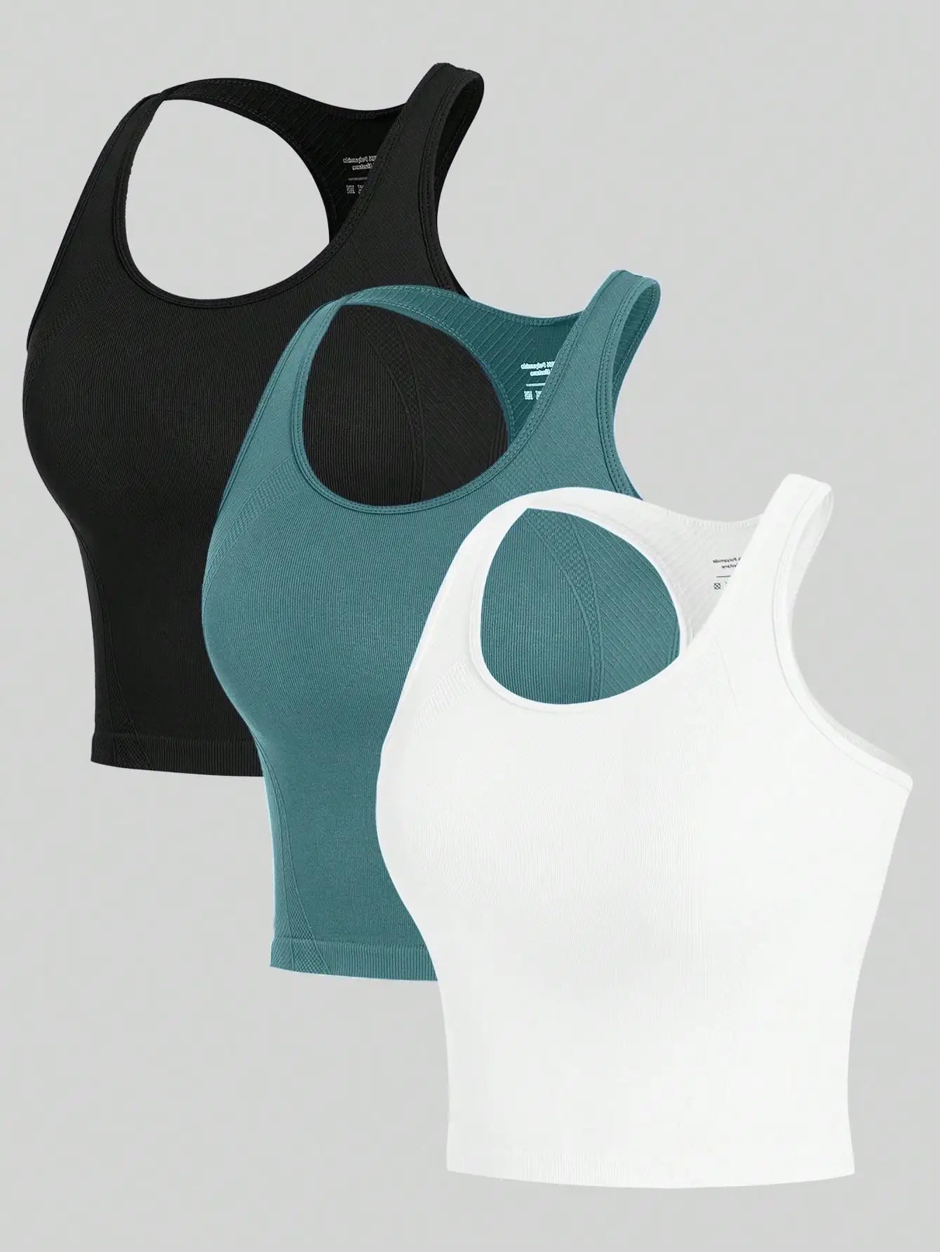 AuraFlow Seamless Rib-Knit Yoga Crop Top Set