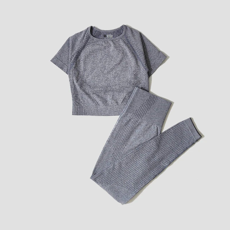 2/3/5PCS Seamless Women Yoga Set Workout Sportswear Gym Clothing Fitness Long Sleeve Crop Top High Waist Leggings Sports Suits