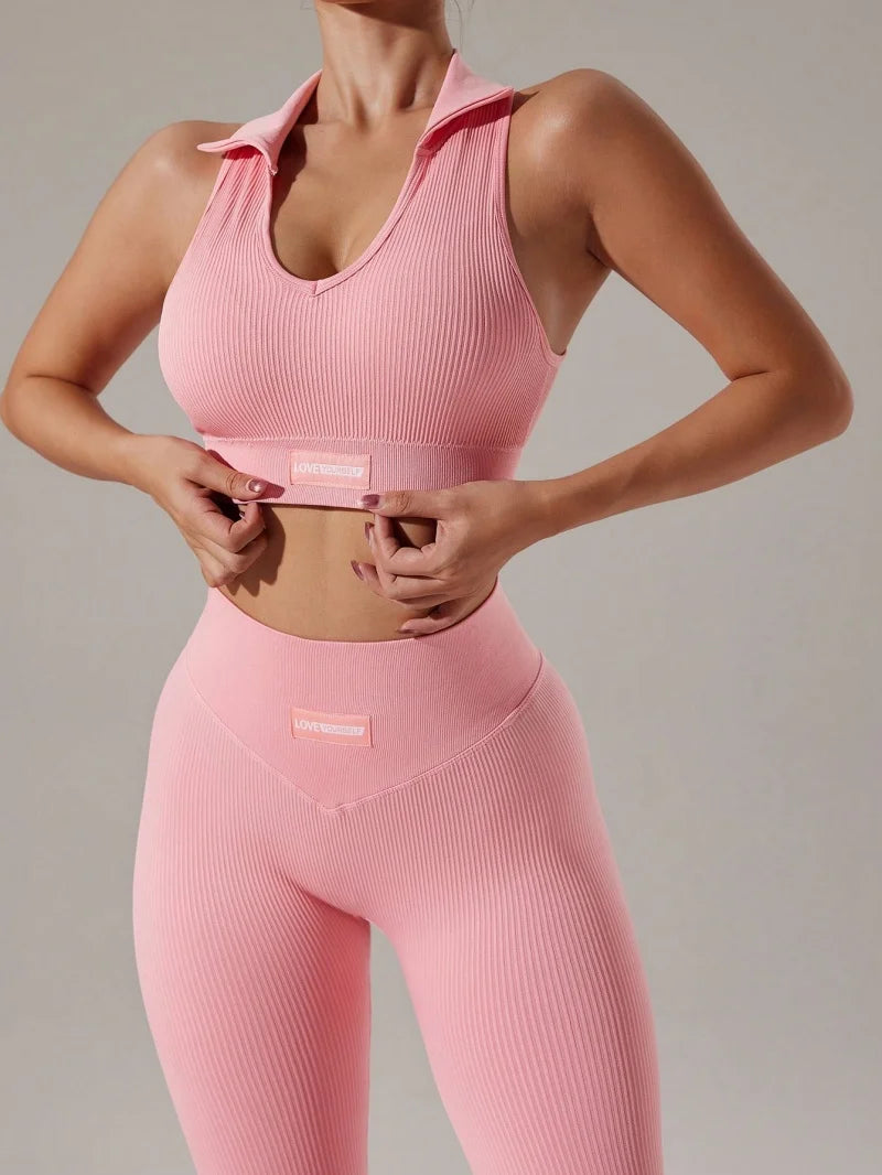 2pcs Gym Seamless Yoga Set Women Beauty Back Sports Bra+ Hip Lifting Leggings Workout Set Breathable Fitness Set Gym Clothing