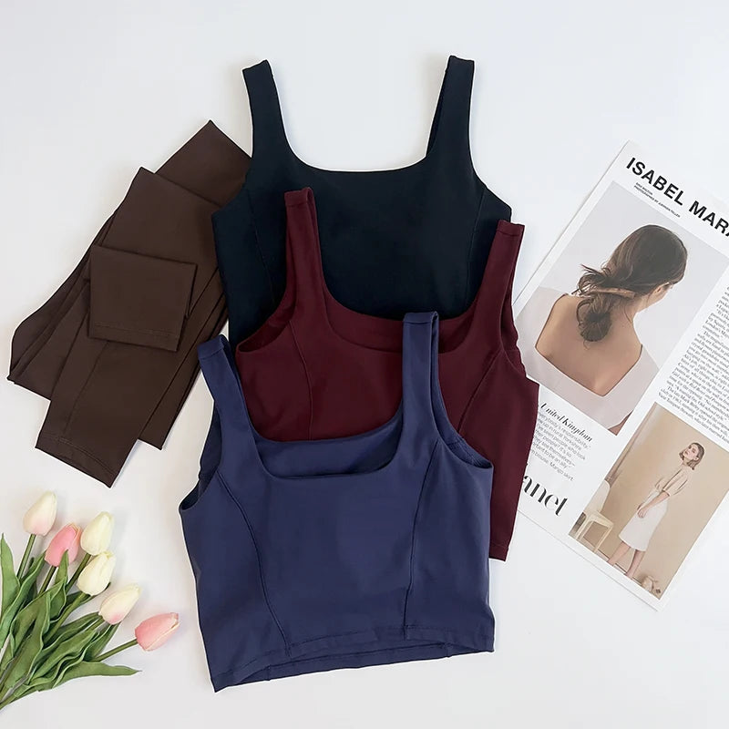 2 Piece High Waitsed Leggings with Sports Bras Yoga Set Tight Gym Fitness Sportswear Seamless Set Pilates Bra Women Cloth Suits