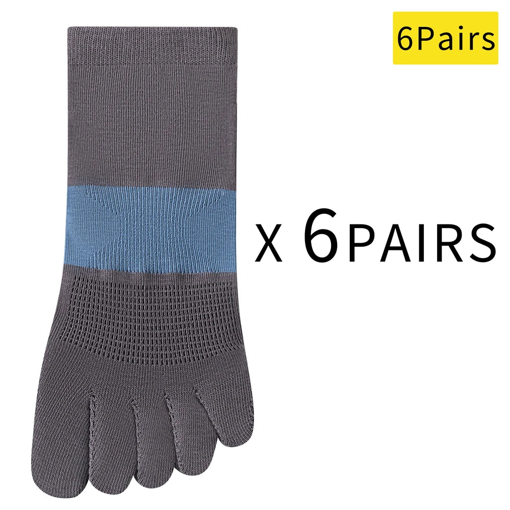 6 PAIRS Fashion Women's Split Toe Sport Socks Seamless Anti-Odor Ventilated Yoga Socks with Silicone Dots Colorful Stripe