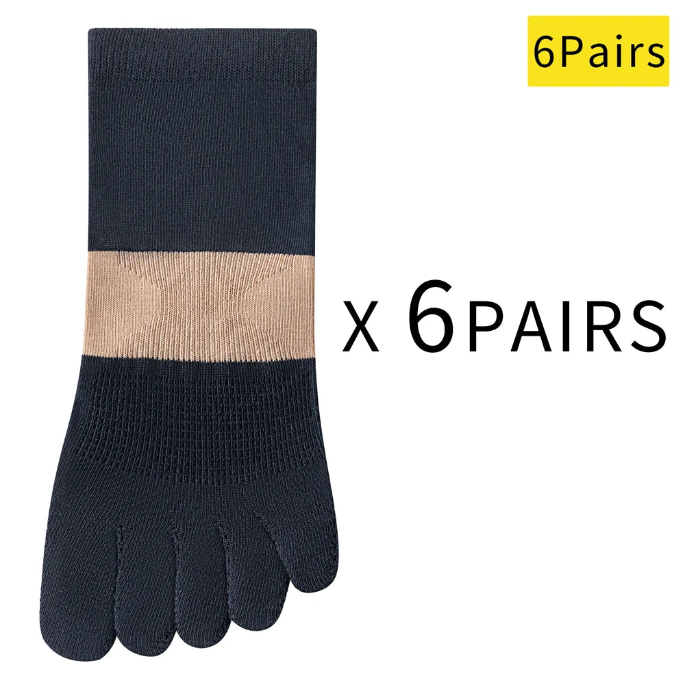 6 PAIRS Fashion Women's Split Toe Sport Socks Seamless Anti-Odor Ventilated Yoga Socks with Silicone Dots Colorful Stripe