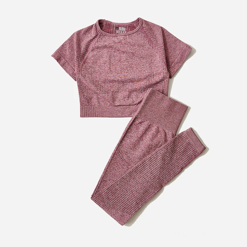 2/3/5PCS Seamless Women Yoga Set Workout Sportswear Gym Clothing Fitness Long Sleeve Crop Top High Waist Leggings Sports Suits