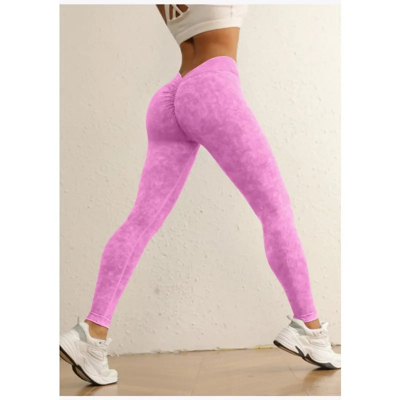 Sports High Waist Leggings Women V-back Waist Tights Stretchy Slim Yoga Fitness Set Seamless Short Sleeve Shorts and Pants Set