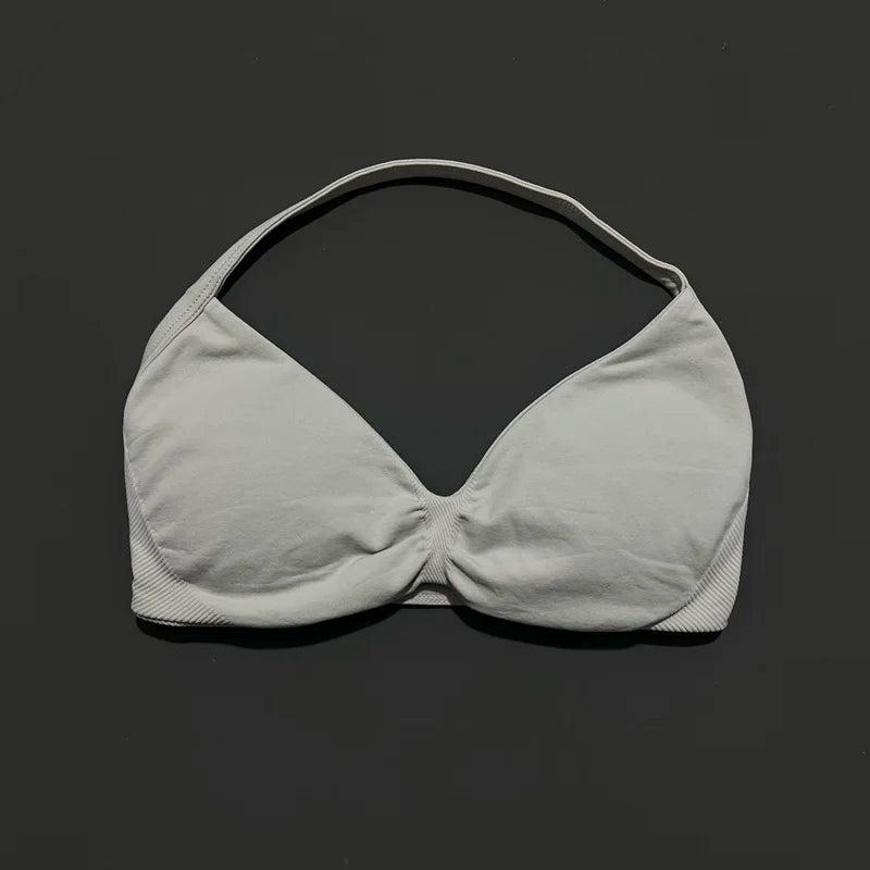 HISTELLO Impact Strappy Bra Gym Top High Support With Pads bra Women Seamless Halter Sports Bras Scrunch Workout Yoga Underwear