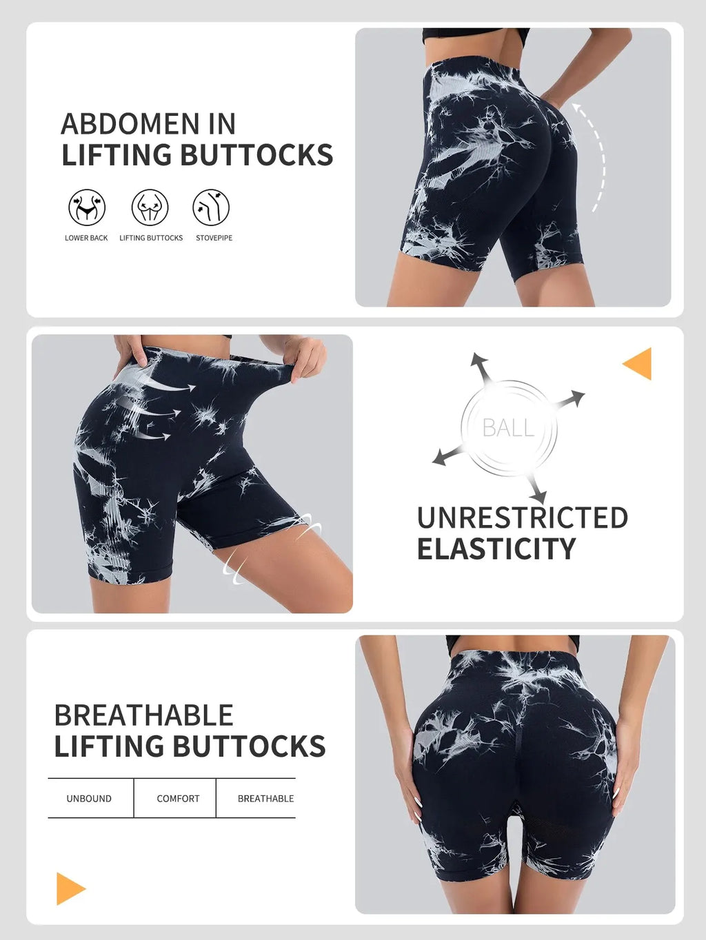 Tie-Dye Seamless Peach-Lift Shorts