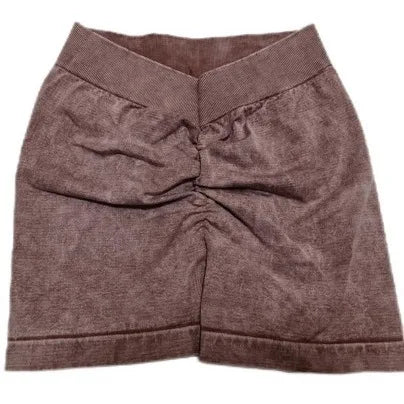 Sports High Waist Leggings Women V-back Waist Tights Stretchy Slim Yoga Fitness Set Seamless Short Sleeve Shorts and Pants Set