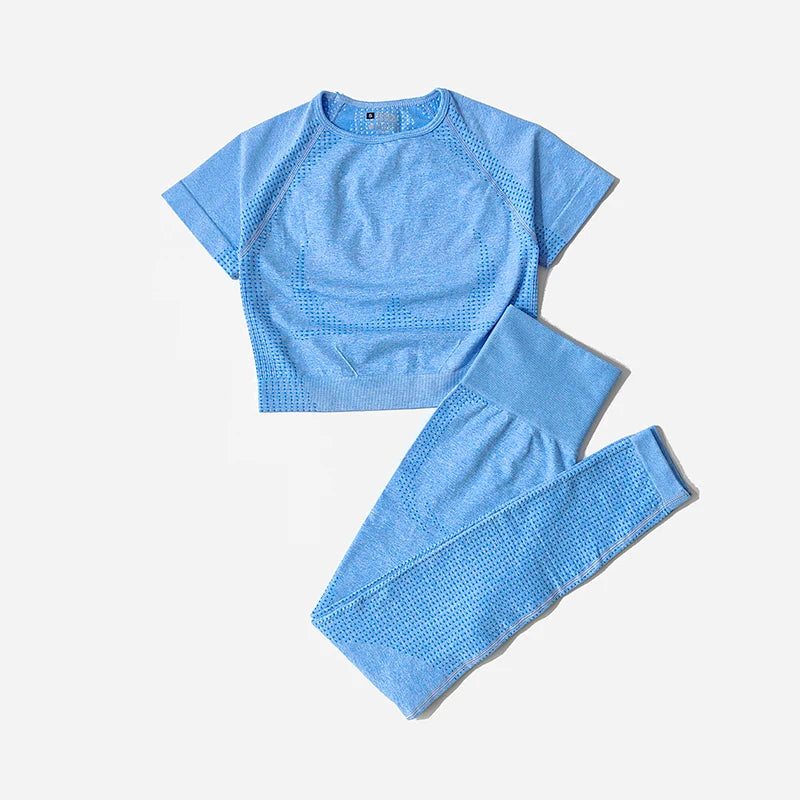 2/3/5PCS Seamless Women Yoga Set Workout Sportswear Gym Clothing Fitness Long Sleeve Crop Top High Waist Leggings Sports Suits