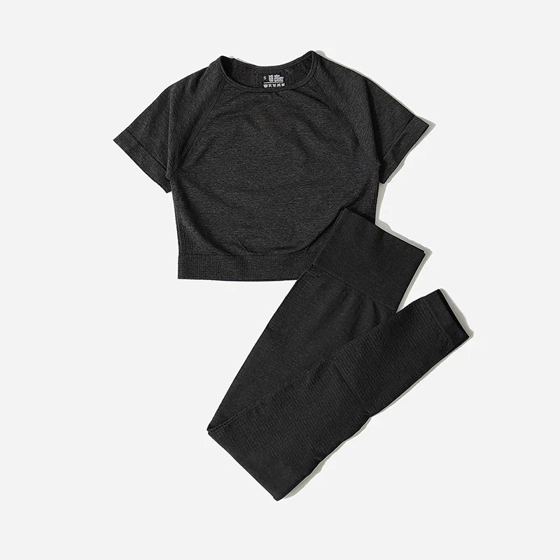 2/3/5PCS Seamless Women Yoga Set Workout Sportswear Gym Clothing Fitness Long Sleeve Crop Top High Waist Leggings Sports Suits