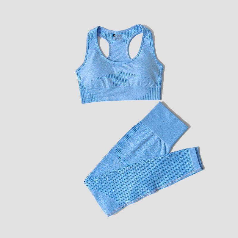 2/3/5PCS Seamless Women Yoga Set Workout Sportswear Gym Clothing Fitness Long Sleeve Crop Top High Waist Leggings Sports Suits