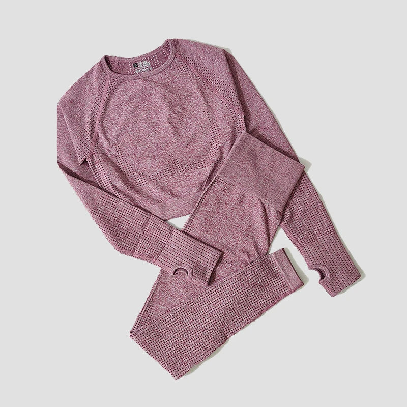 2/3/5PCS Seamless Women Yoga Set Workout Sportswear Gym Clothing Fitness Long Sleeve Crop Top High Waist Leggings Sports Suits