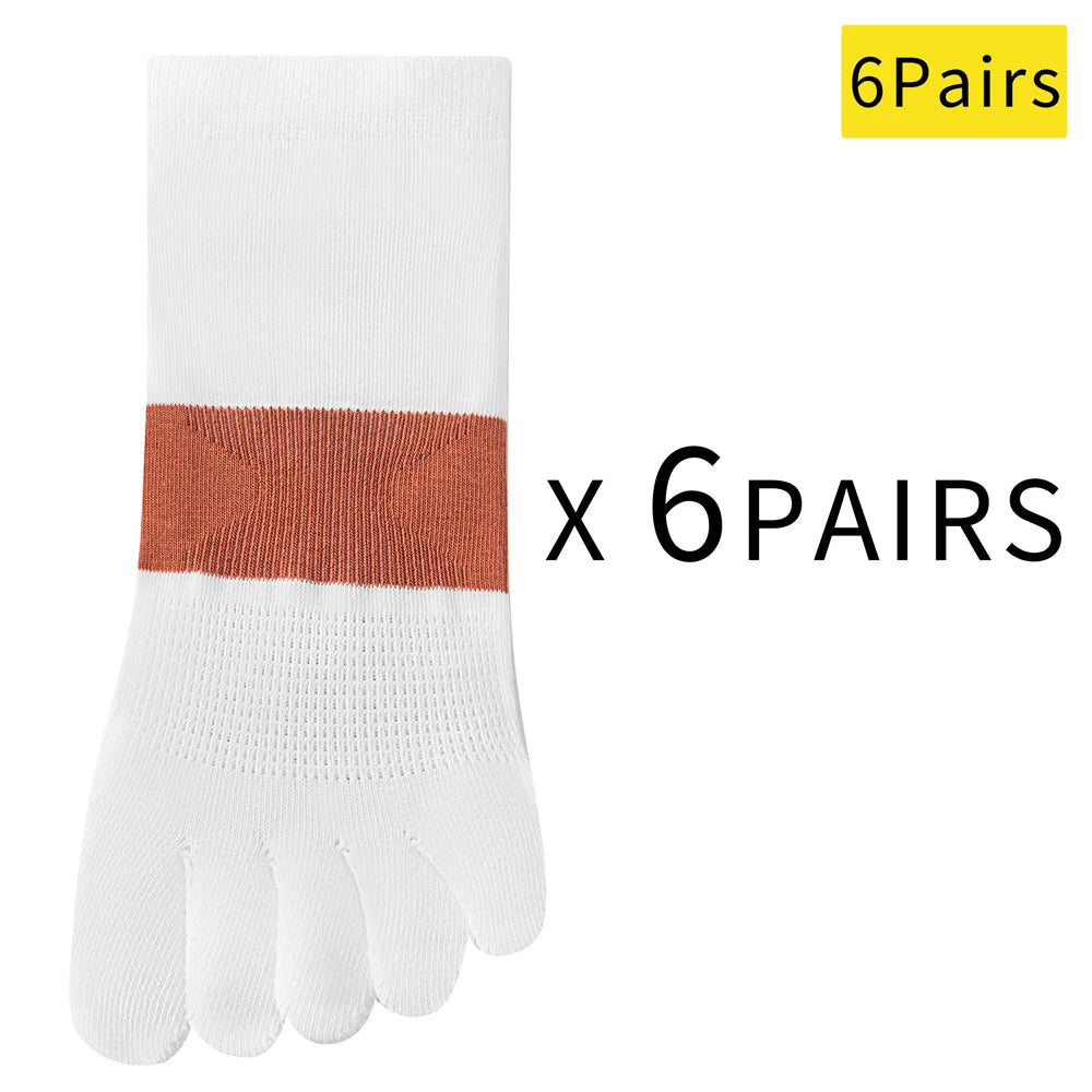 6 PAIRS Fashion Women's Split Toe Sport Socks Seamless Anti-Odor Ventilated Yoga Socks with Silicone Dots Colorful Stripe