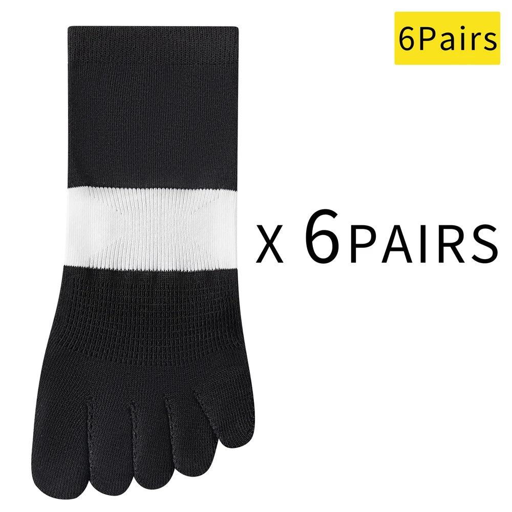 6 PAIRS Fashion Women's Split Toe Sport Socks Seamless Anti-Odor Ventilated Yoga Socks with Silicone Dots Colorful Stripe