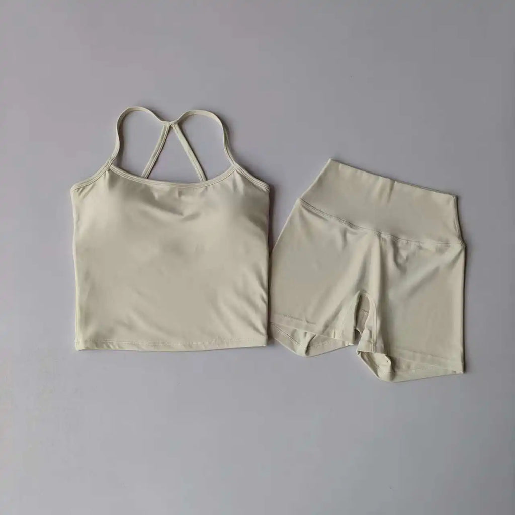 Sculpted Halter-Neck Seamless Short Set