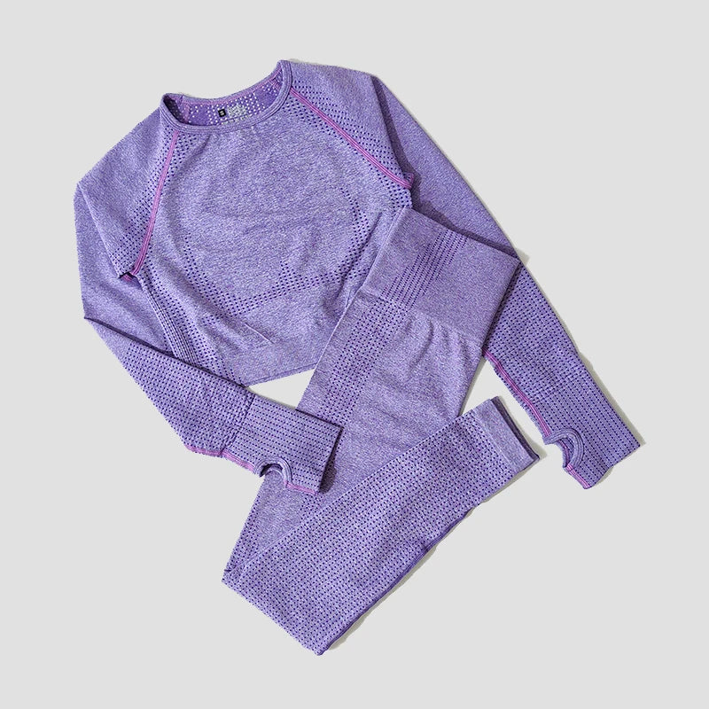 2/3/5PCS Seamless Women Yoga Set Workout Sportswear Gym Clothing Fitness Long Sleeve Crop Top High Waist Leggings Sports Suits