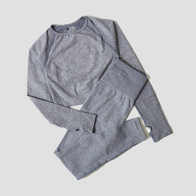 2/3/5PCS Seamless Women Yoga Set Workout Sportswear Gym Clothing Fitness Long Sleeve Crop Top High Waist Leggings Sports Suits