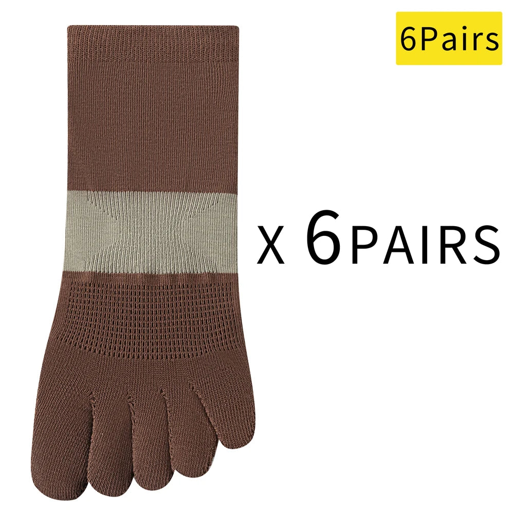 6 PAIRS Fashion Women's Split Toe Sport Socks Seamless Anti-Odor Ventilated Yoga Socks with Silicone Dots Colorful Stripe