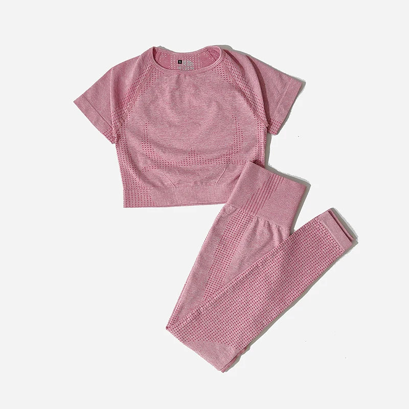 2/3/5PCS Seamless Women Yoga Set Workout Sportswear Gym Clothing Fitness Long Sleeve Crop Top High Waist Leggings Sports Suits